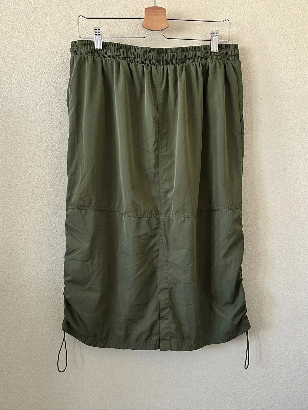 Wild Fable Army Green Drawcord Midi Skirt Size L
